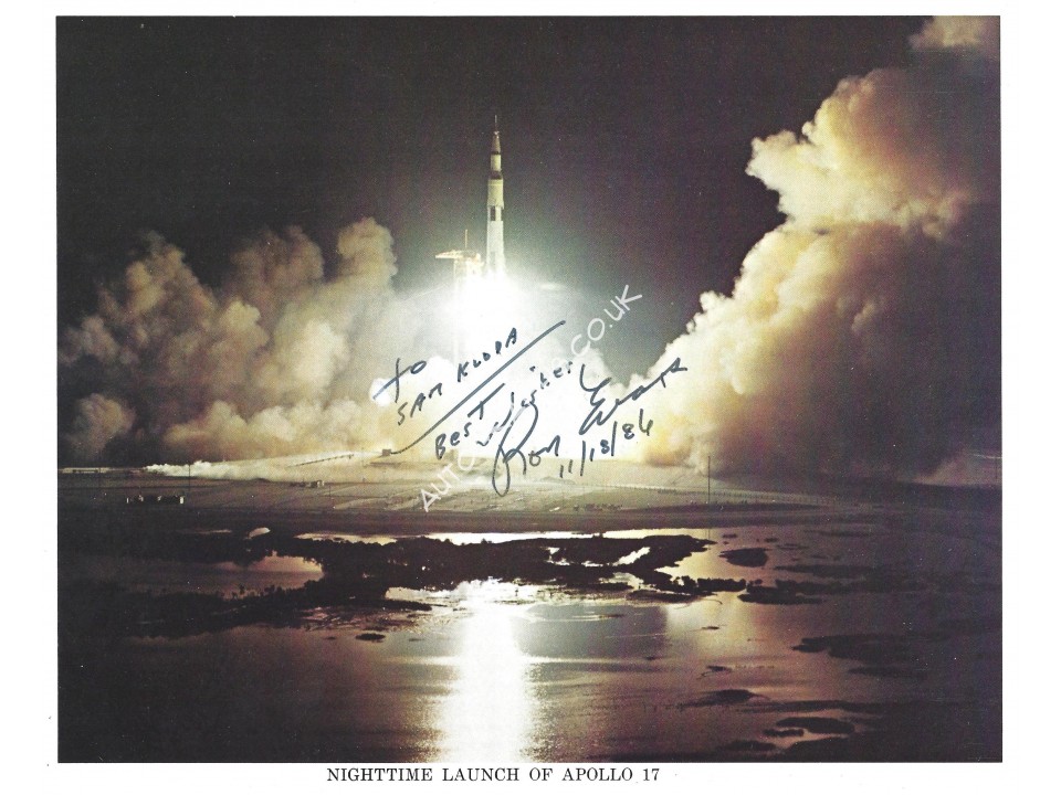 Ron Evans Signed Apollo 17 Launch 8x10 NASA Lithograph