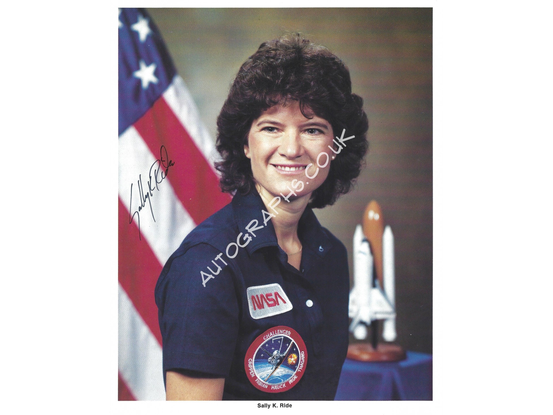 Sally Ride Signing Signature Sally Ride Signed 10x8 NASA Lithograph
