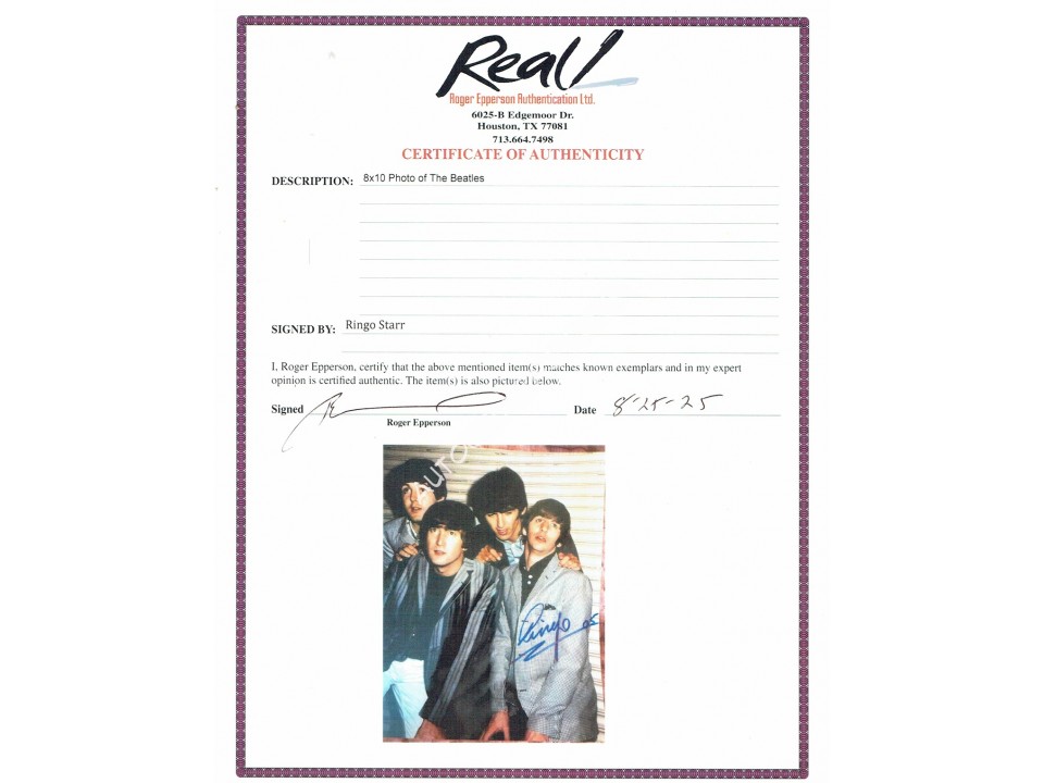 Ringo Starr Signed Photograph 2005, Pre Certified ACOA Ringo Starr Signed Photograph 2005, Pre Certified ACOA