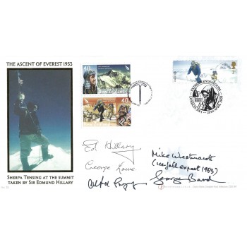Edmund Hillary + 4 Signed Mount Everest Postal Cover