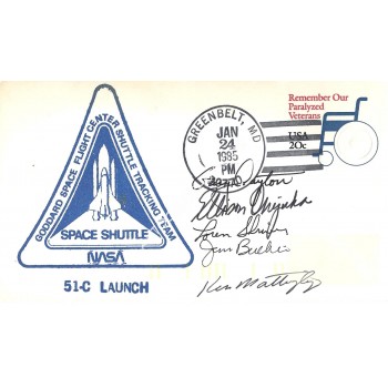 STS 51 C   Crew Signed Postal Cover Space Shuttle  Ken Mattingly Ellison Onizuka