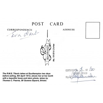 Edith Hart Titanic Survivor Signed Postcard