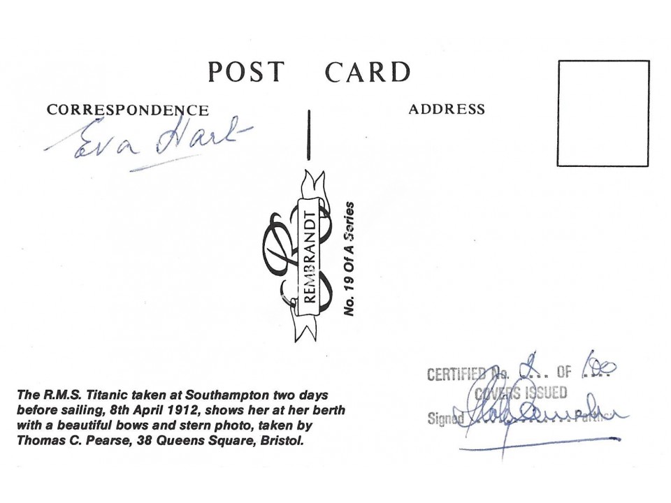 Edith Hart Titanic Survivor Signed Postcard