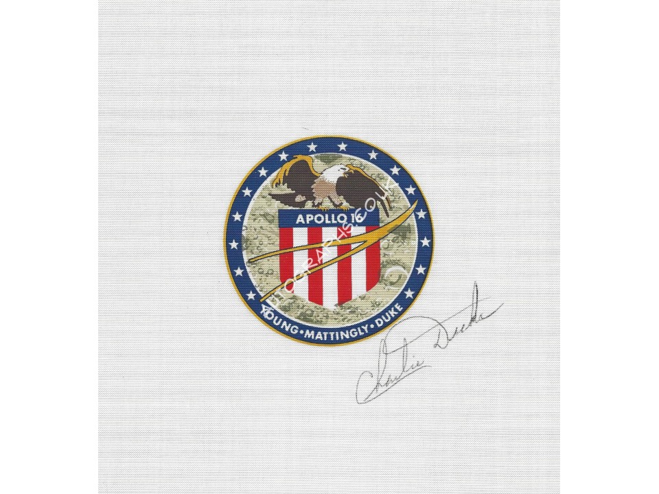 Charlie Duke Signed Apollo 16 Beta Cloth