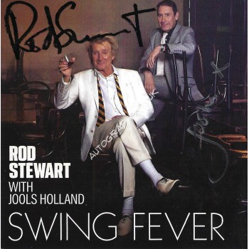 Rod Stewart and Jools Holland Signed Art Card For the CD Album Swing Fever