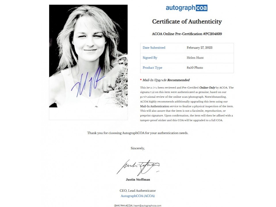 Helen Hunt Signed Photograph