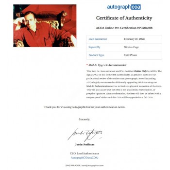 Nicholas Cage Signed Photograph