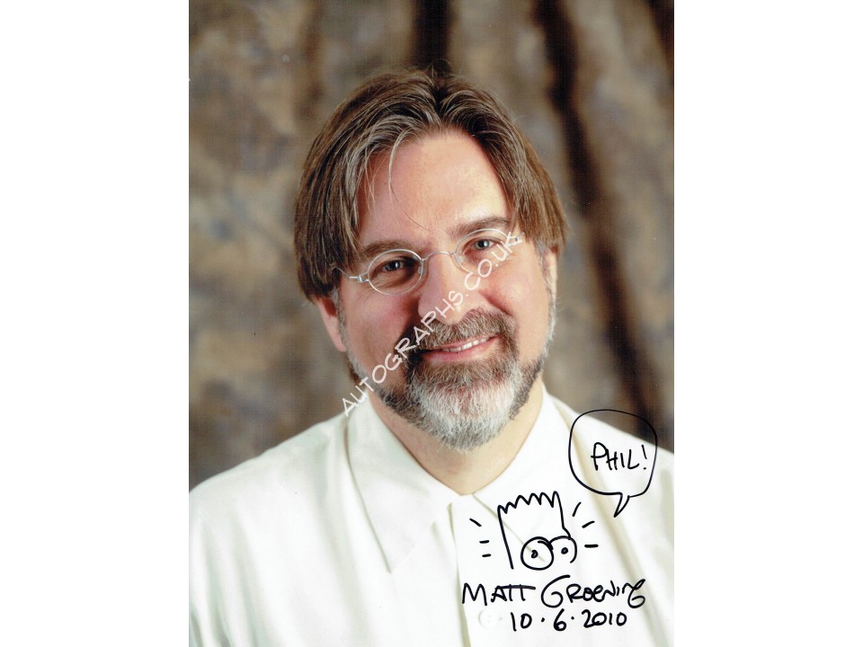 Matt Groening Signed Photograph Sketch
