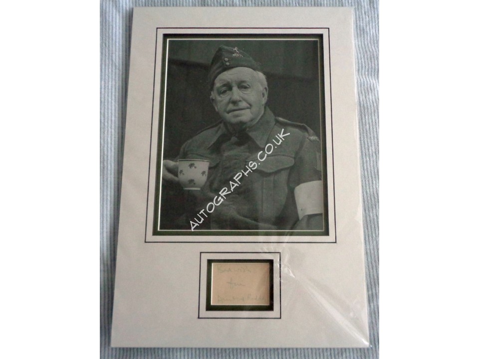 Arnold Ridley Dads Army genuine authentic signed autograph photo display. COA UACC