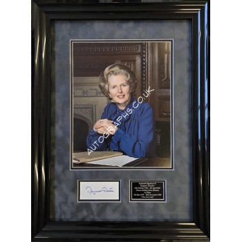 Margaret Thatcher PM large signed genuine signature autograph display. COA UACC