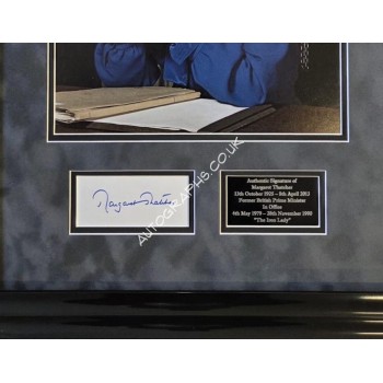 Margaret Thatcher PM large signed genuine signature autograph display. COA UACC