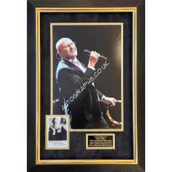 Phil Collins Genesis large signed genuine signature autograph display. COA UACC