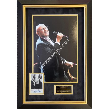 Phil Collins Genesis large signed genuine signature autograph display. COA UACC