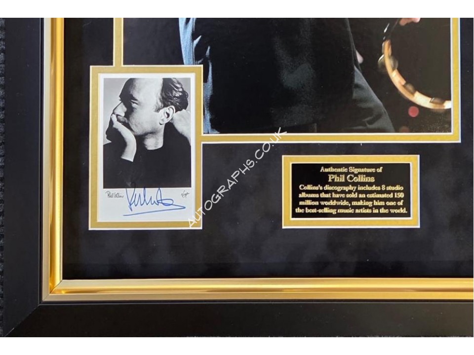 Phil Collins Genesis large signed genuine signature autograph display. COA UACC