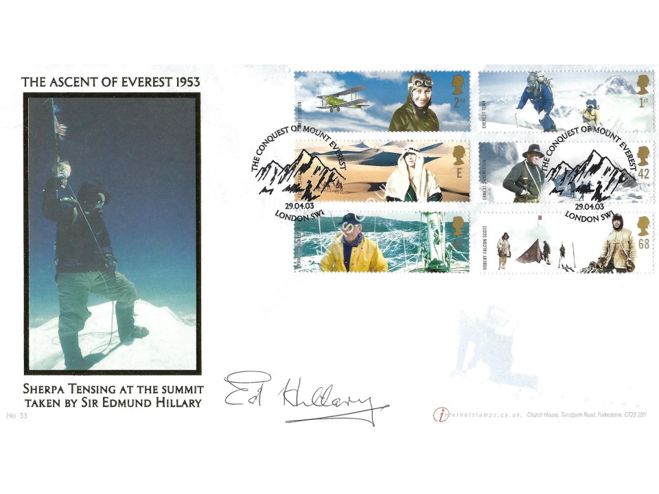 Edmund Hillary Signed Mount Everest Postal Cover Ed Edmund Hillary Signed Mount Everest Postal Cover Ed