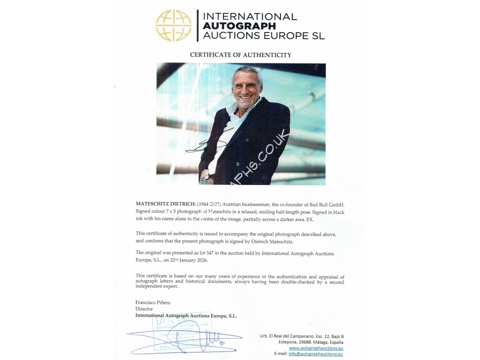 Dietrich Mateschitz Signed Photograph
