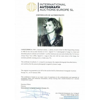 Jessica Lange Signed Photograph