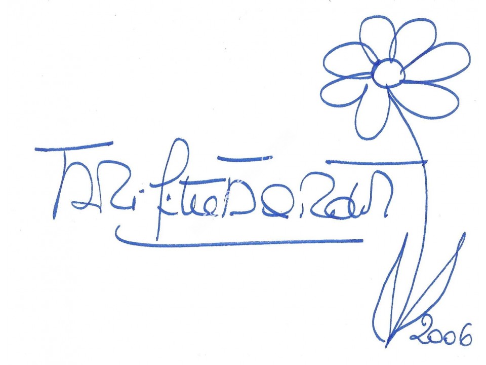 Brigitte Bardot Signed 6x4 Card With Drawn Flower