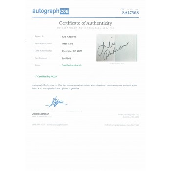 Julie Andrews Signed Album Page Julie Andrews Signed Album Page