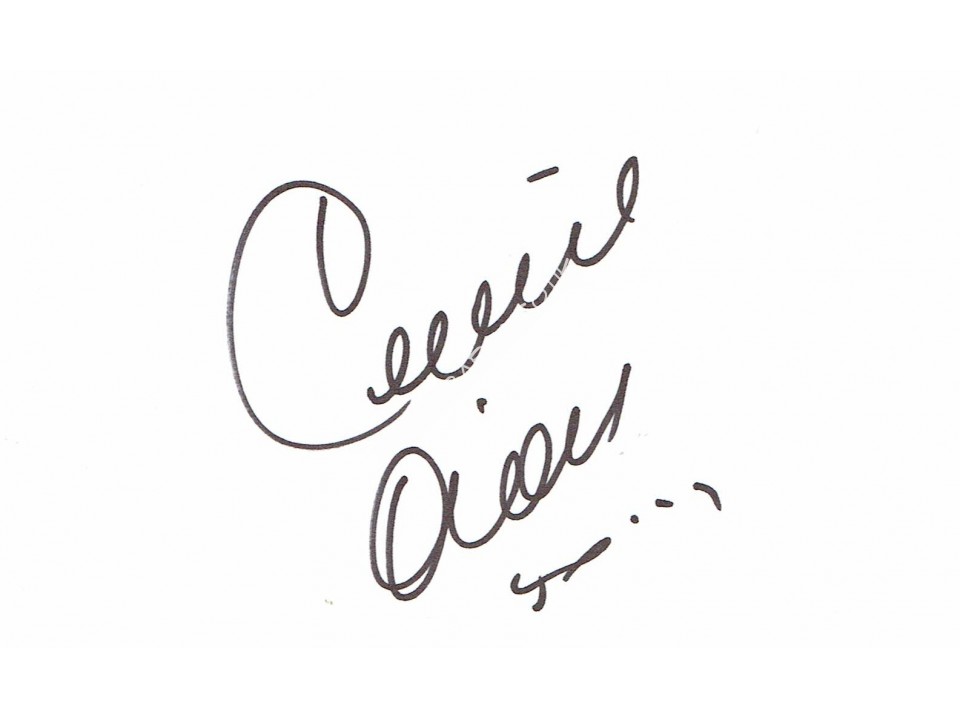 Celine Dion Signed Index Card Celine Dion Signed Index Card