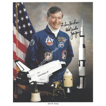 John Young Apollo 16 Signed 8x10 NASA Lithograph