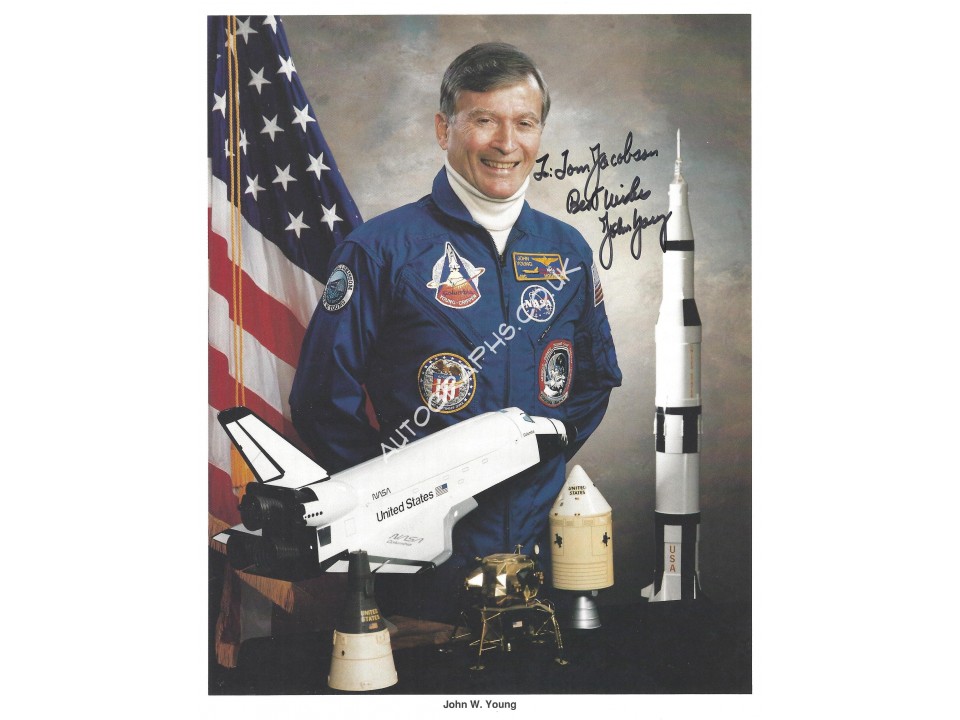 John Young Apollo 16 Signed 8x10 NASA Lithograph