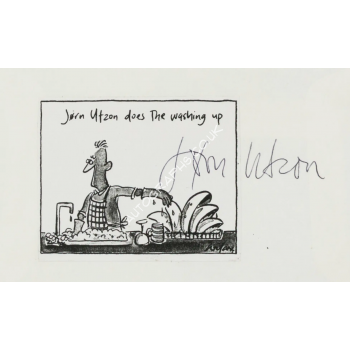 Jorn Utzon Signed Cartoon - Sydney Opera House