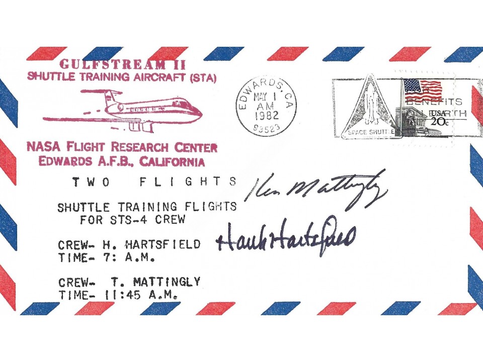 Ken Mattingly and Hank Hartsfield Signed STS 4 Space Shuttle Postal Cover Apollo 16. Ken Mattingly and Hank Hartsfield Signed STS 4 Space Shuttle Postal Cover Apollo 16.