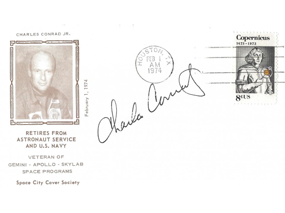 Charles Pete Conrad Apollo 12 Signed NASA Retirement Postal Cover Charles Pete Conrad Apollo 12 Signed NASA Retirement Postal Cover
