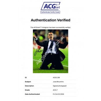 Jose Mourinho Signed Photograph Jose Mourinho Signed Photograph