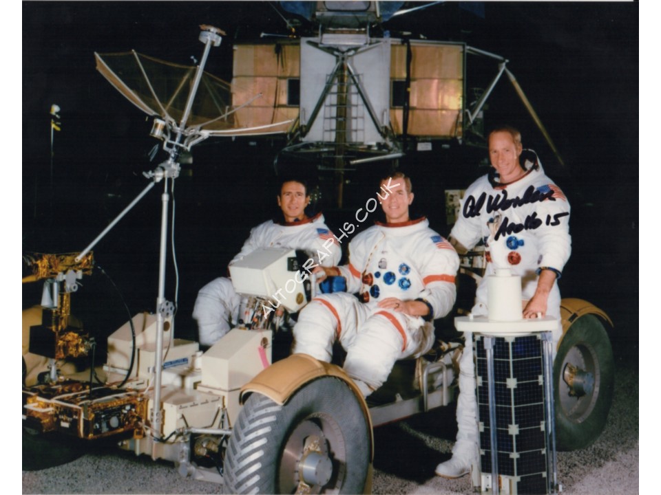 Apollo 15 crew photo signed by Al Worden. COA UACC