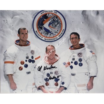 Apollo 15 WSS crew photo signed by Worden authentic genuine signature.. COA UACC
