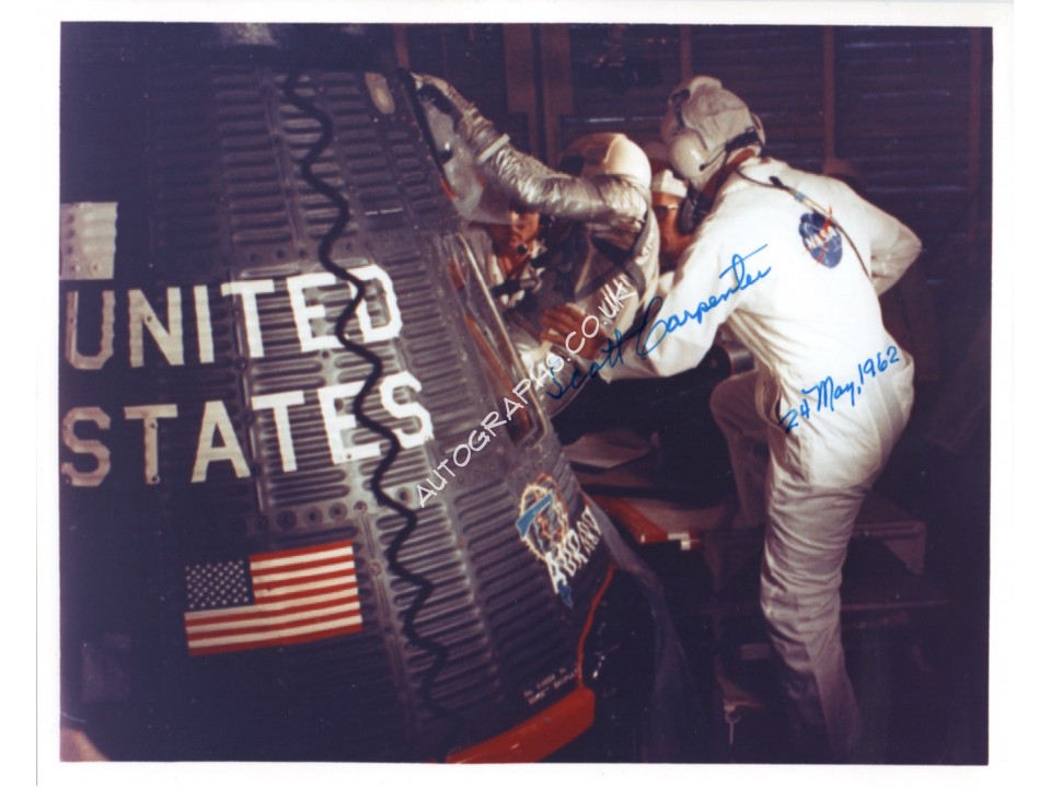 Scott Carpenter Mercury signed  authentic signed genuine photo. COA UACC