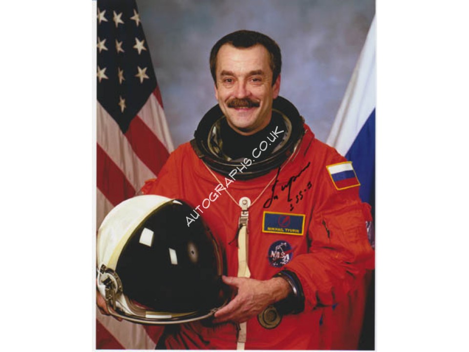 Mikhail Tyurin cosmonaut signed autograph colour photo. COA UACC