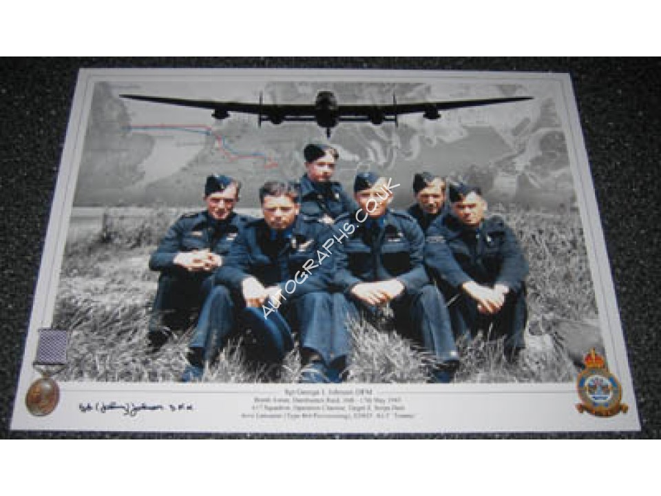 Dambuster 617 George 'Johnny' Johnson signed autograph photo. COA UACC