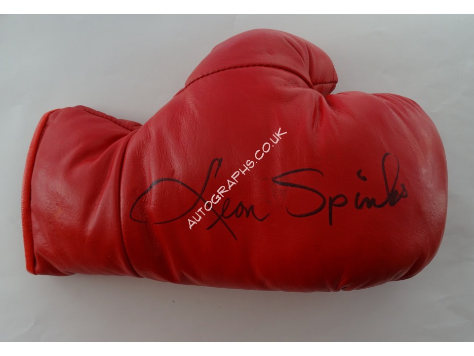 Boxing Leon Spinks signed original genuine autograph authentic glove. COA UACC