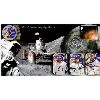 Apollo 17 Gene Cernan signed authentic signature autograph FDC. COA UACC