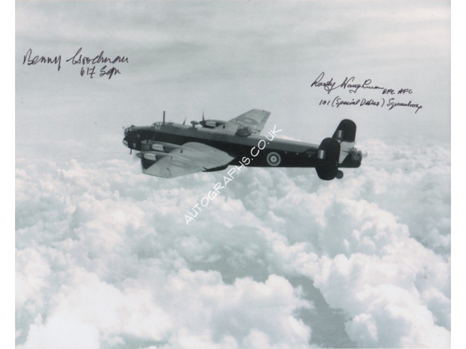 Benny Goodman Rusty Waughman Lancaster genuine signed photo. COA UACC Benny Goodman Rusty Waughman Lancaster genuine signed photo. COA UACC