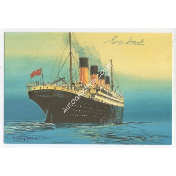 RMS Titanic authentic signed autograph postcard by Survivor Eva Hart, Carpathia.. COA UACC