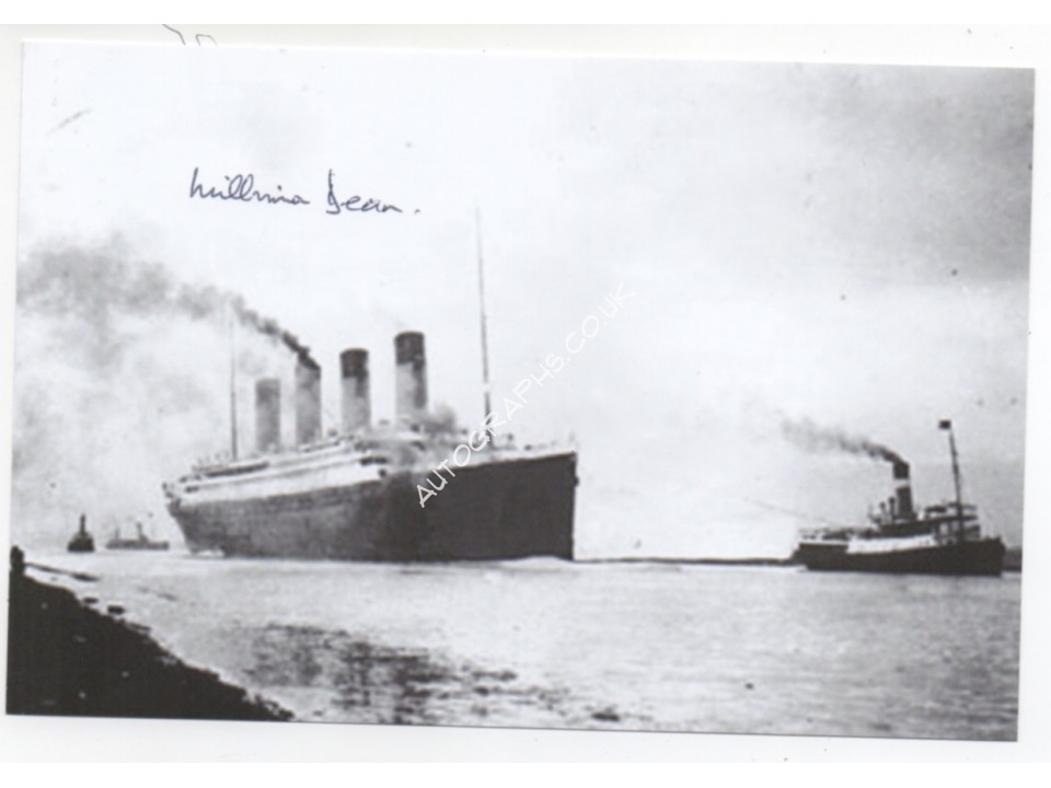 RMS Titanic authentic signed genuine autograph photo by Survivor Millvina Dean. COA UACC