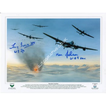 Crew signed Lancaster 617 Sqn signed authentic autograph photo. COA UACC