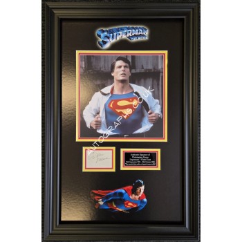Christopher Reeve Superman signed authentic autograph photo framed display. COA UACC