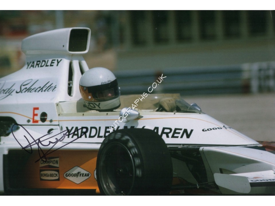 Jody Scheckter McLaren F1 genuine signed authentic autograph photo. COA UACC