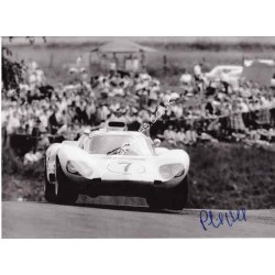 Phil Hill Chaparral Can-Am signed authentic autograph photo. COA UACC