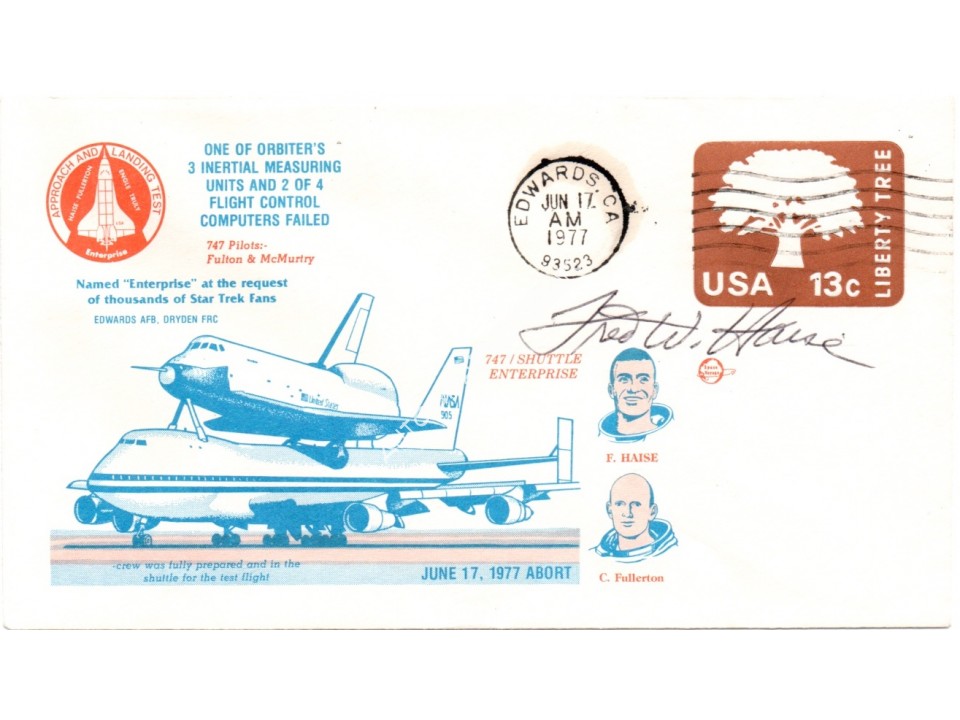 Fred Haise Apollo 13 Shuttle flight genuine authentic autograph signed FDC. COA UACC