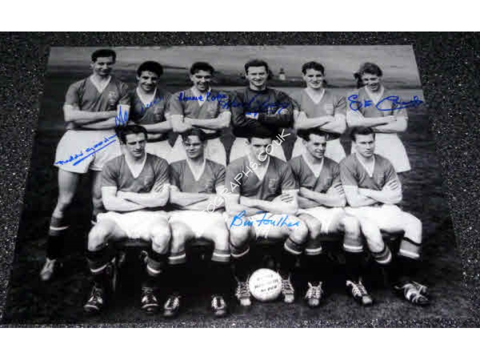 Busby Babes Man United 1958 Cup Final football genuine authentic autograph signed photo. COA UACC
